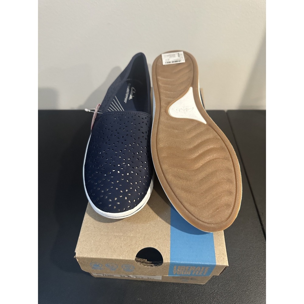 Clarks Cloudsteppers Breeze Emily Navy Marine Slip On Loafers Womens 10 M NEW - Picture 5 of 11